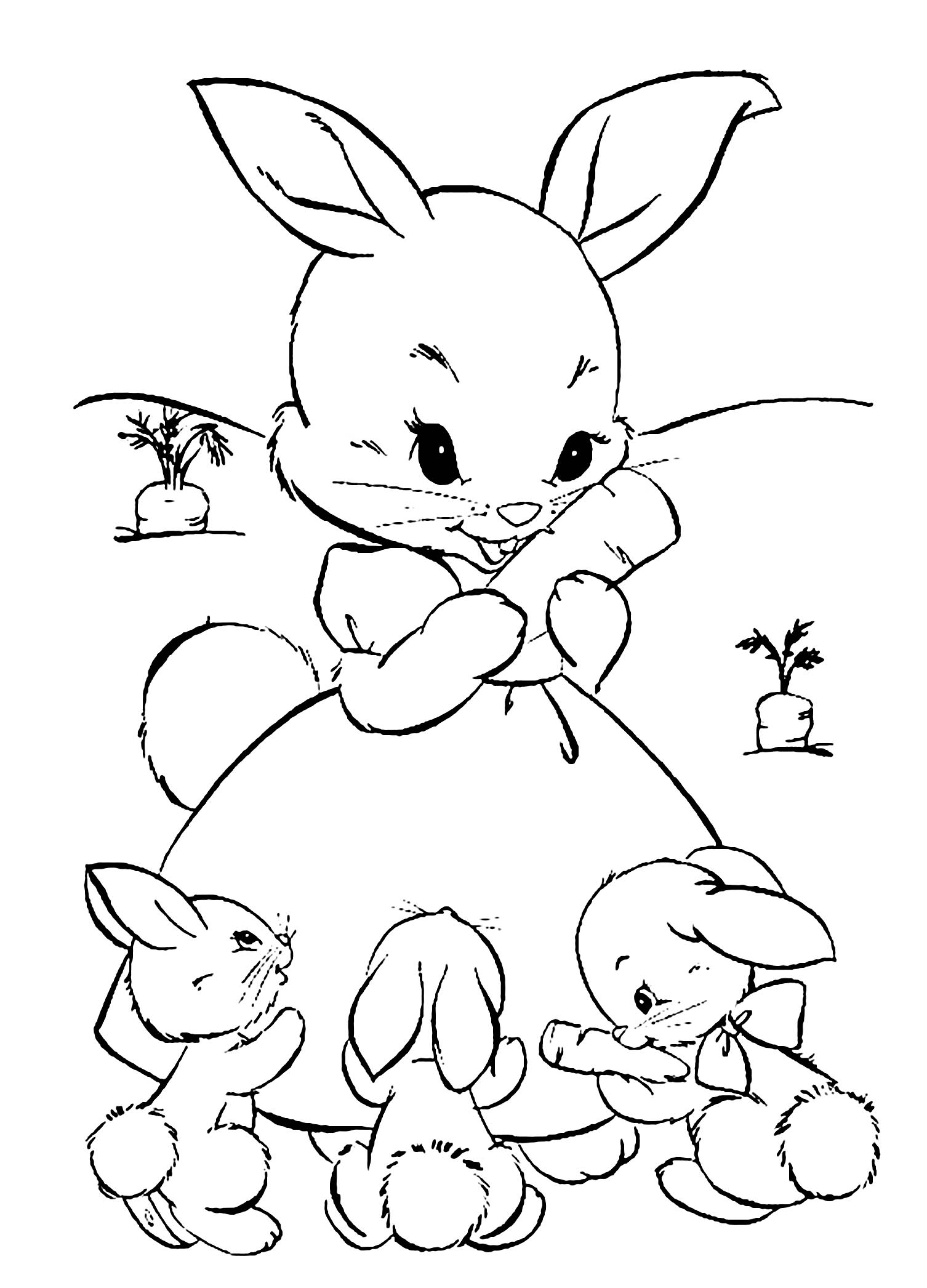 Rabbit free to color for kids - Rabbit Kids Coloring Pages