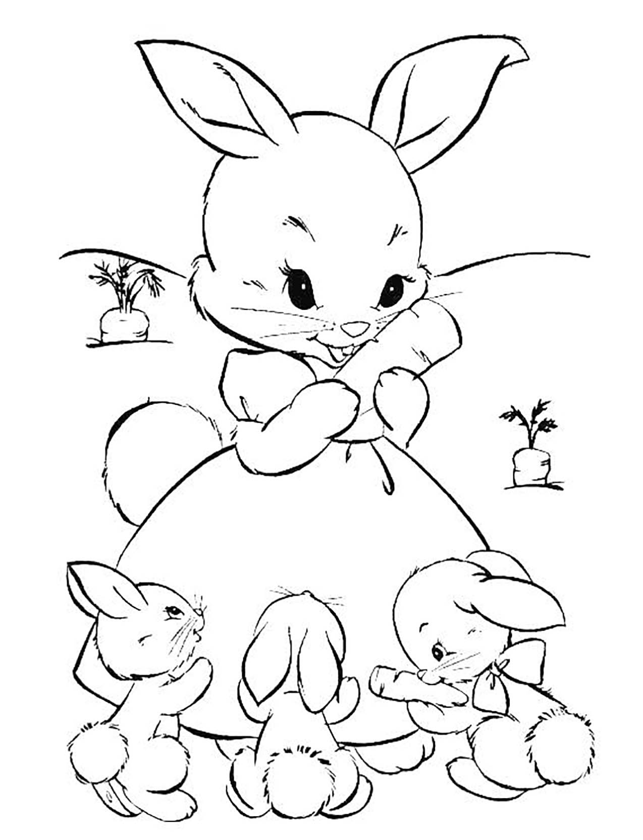 Free rabbit drawing to print and color - Rabbits & Bunnies Kids ...