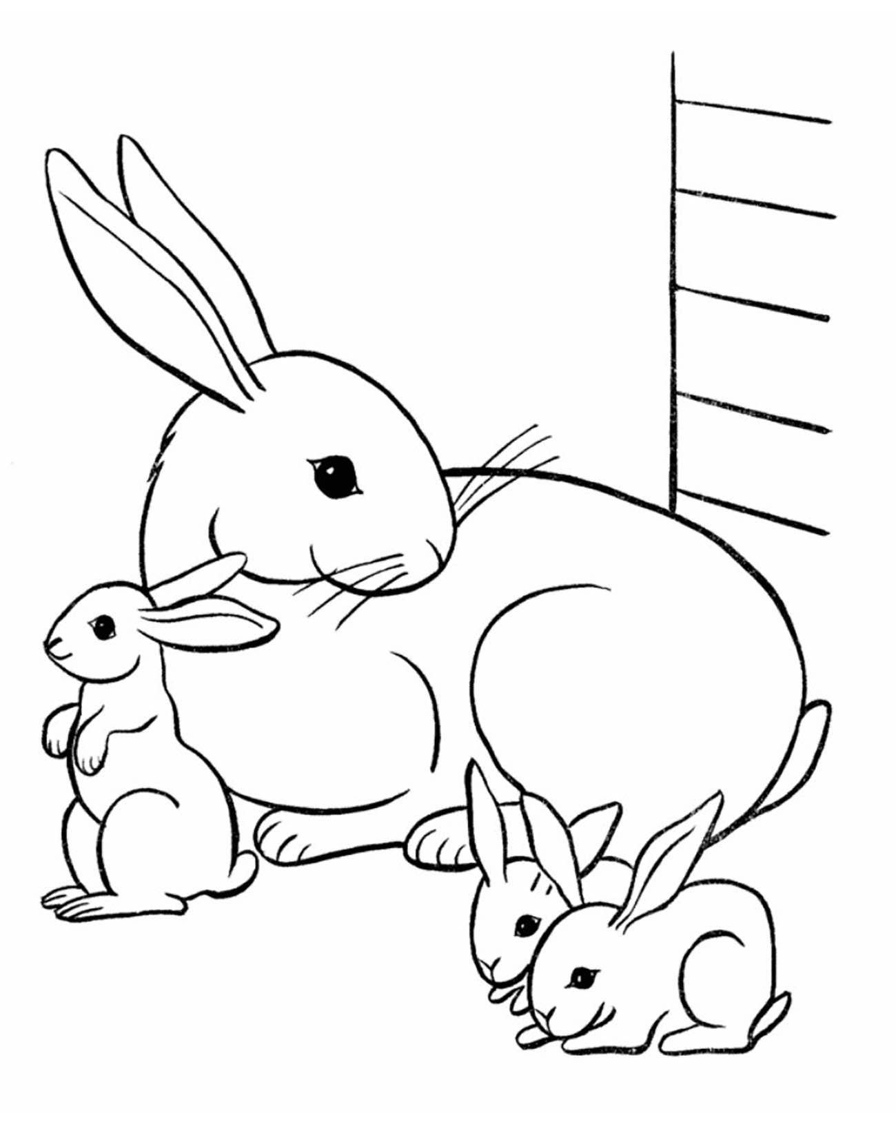 Rabbit family - Rabbits & Bunnies Kids Coloring Pages