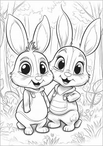 Two little rabbits in the forest   1