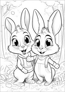 Two little rabbits in the forest   2