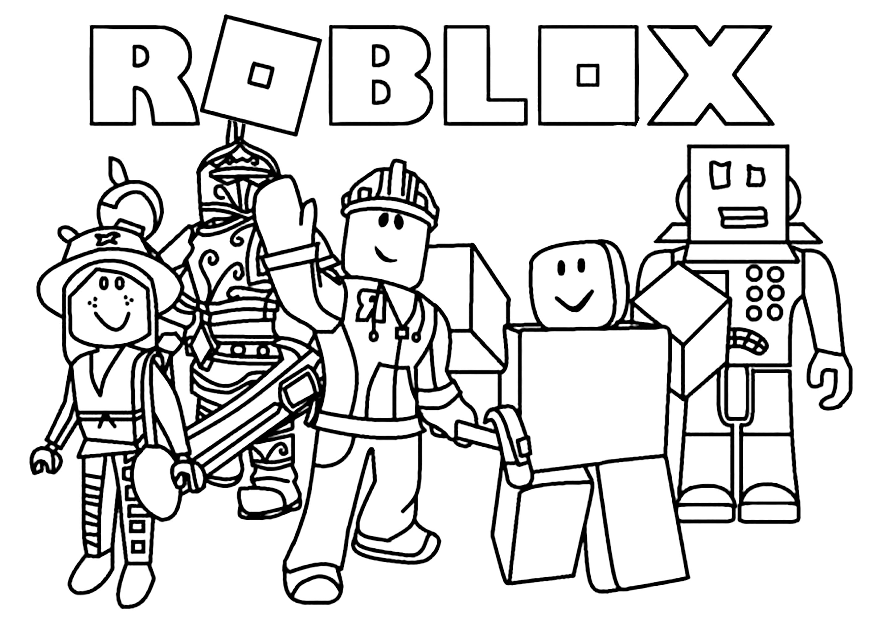 Roblox and Logo characters - Roblox Kids Coloring Pages