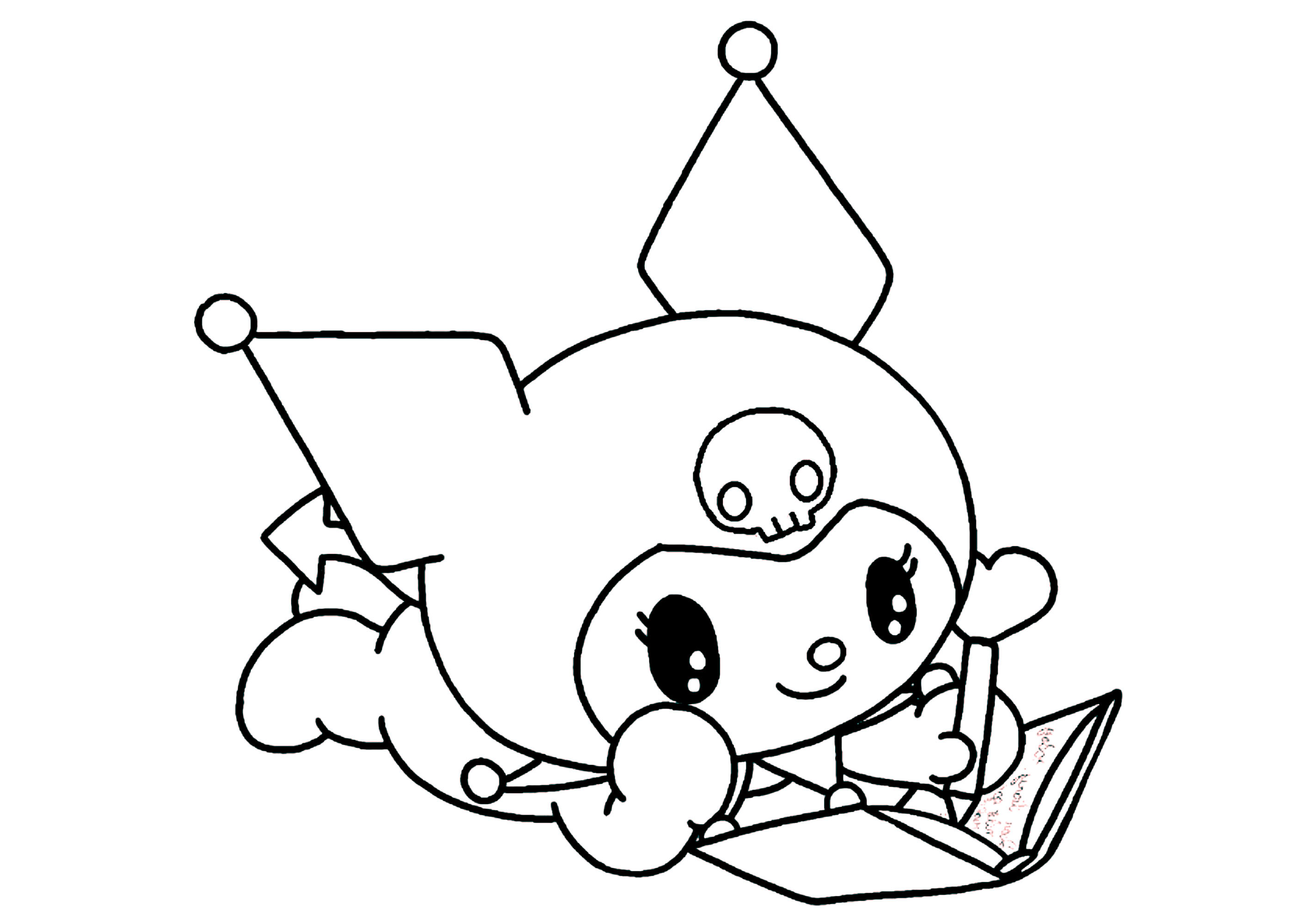 Kuromi reading - Sanrio Coloring Pages for Kids