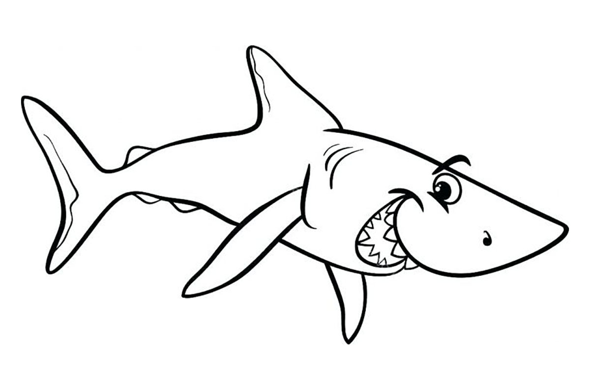 Coloring of a shark with a big smile!