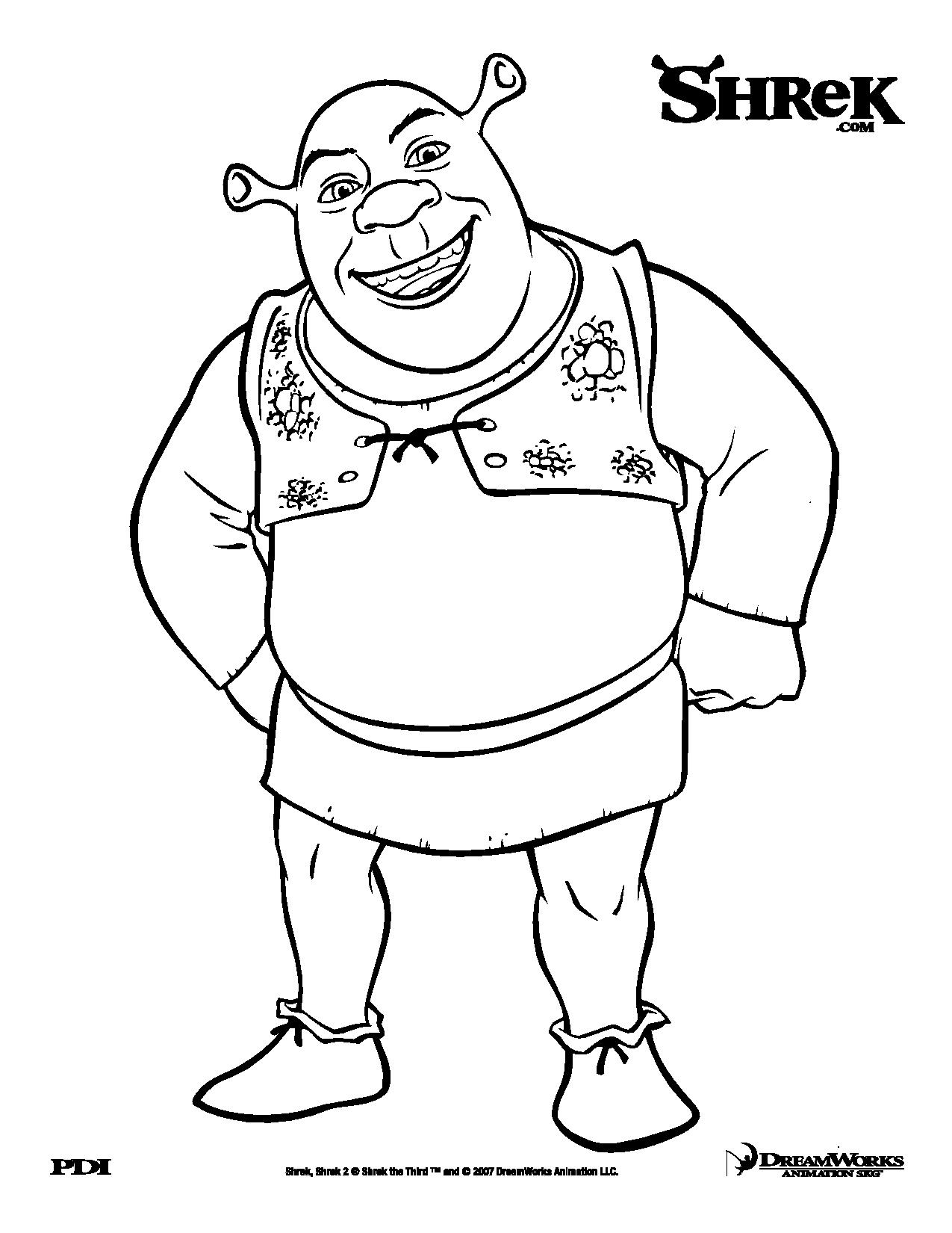 Free Shrek drawing to print and color Shrek Kids Coloring Pages