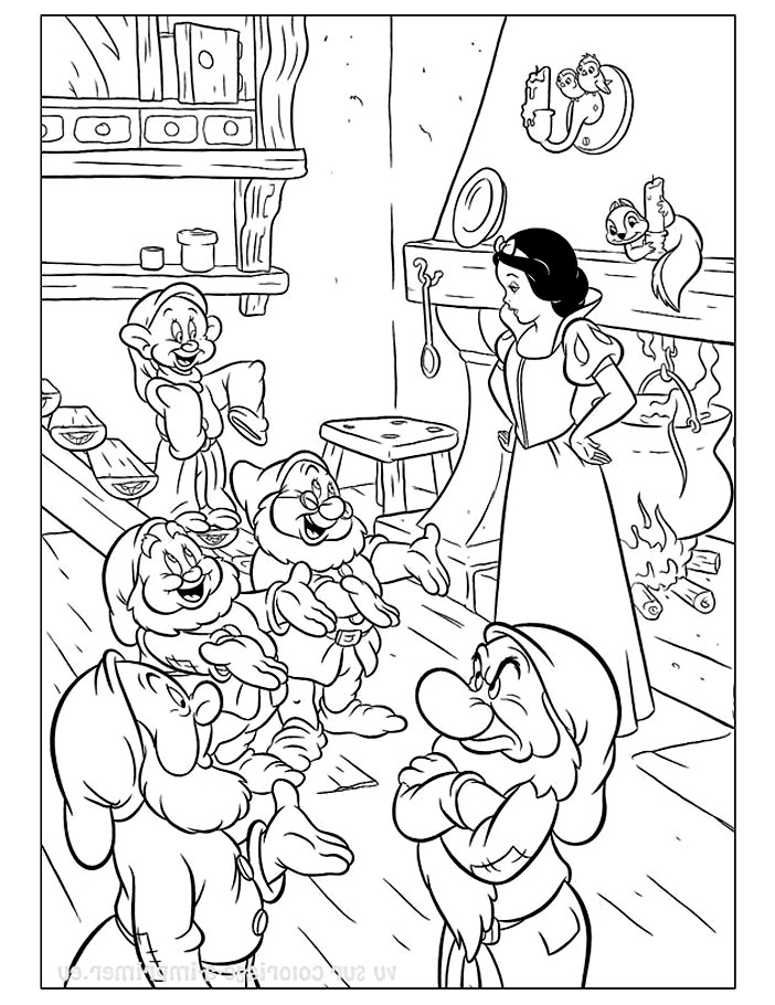 Free Snow White coloring page to print and color, for kids