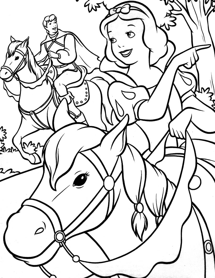 Cute free Snow White coloring page to download