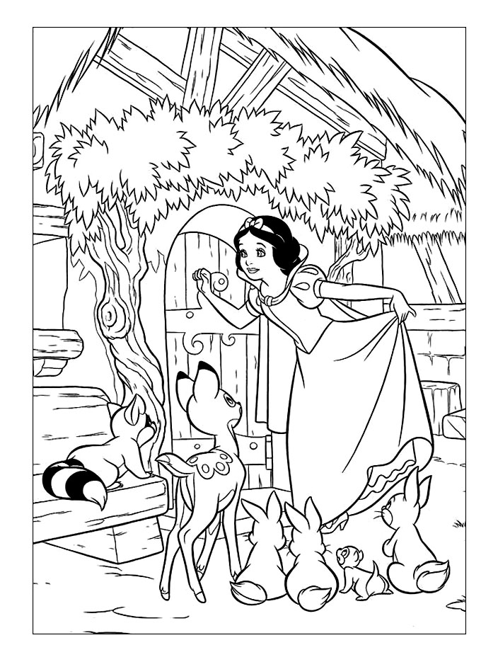 Funny Snow White coloring page for children