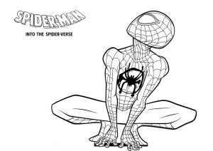 Funny Spider Man : Into the Spider Verse coloring page for kids