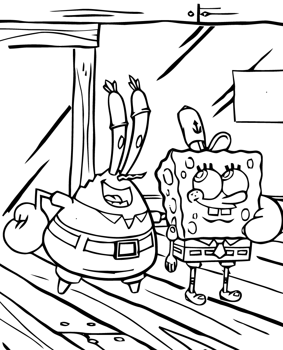 Free SpongeBob drawing to print and color - SpongeBob Kids Coloring Pages