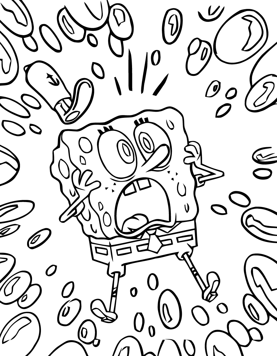 spongebob doing karate coloring pages