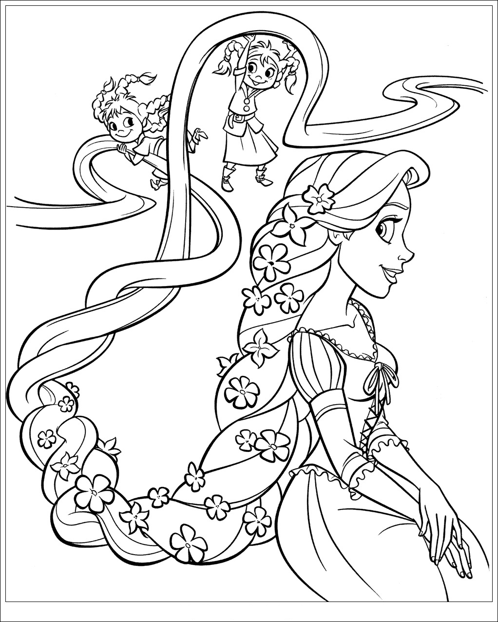 rapunzel face coloring page