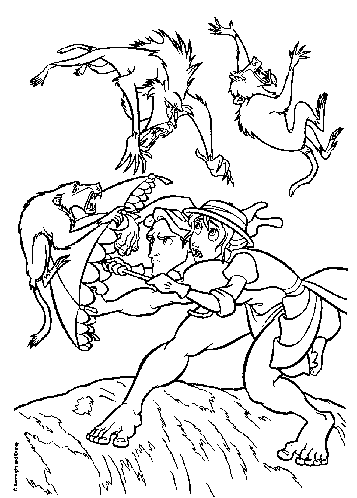 Tarzan and Jane - Tarzan Kids Coloring Pages