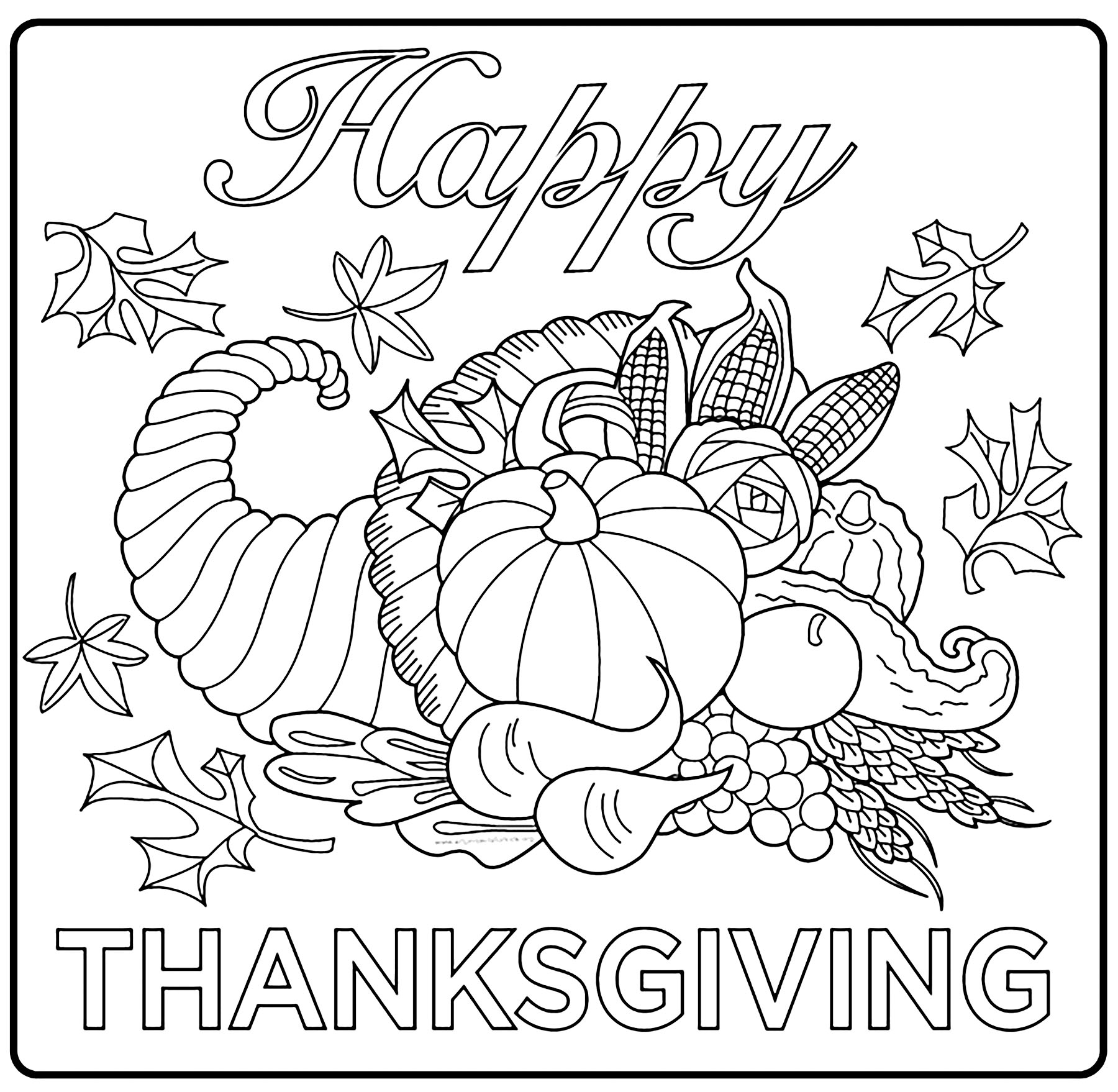 free printable thanksgiving coloring pages for kids - thanksgiving ...