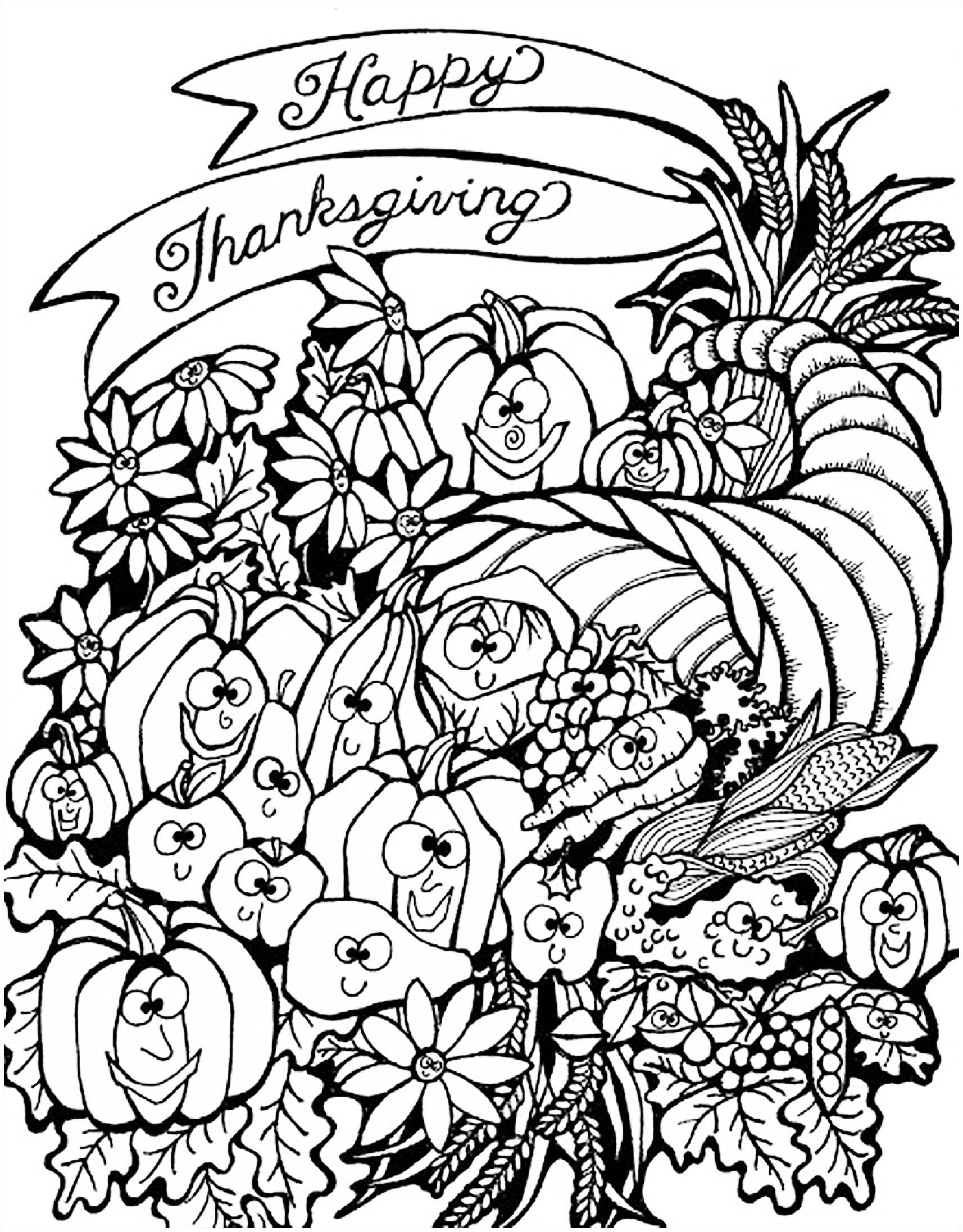 672 Cute Thanksgiving Day Coloring Pages Printable for Kindergarten