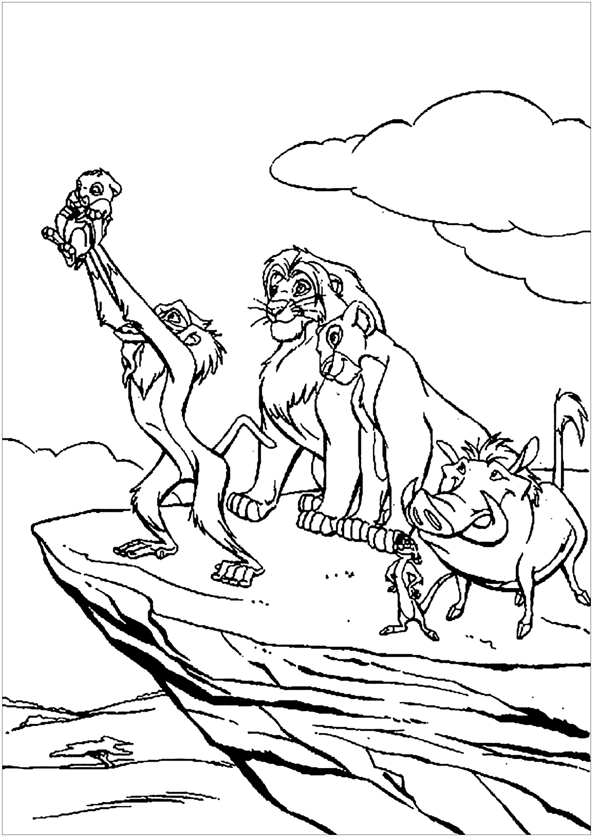 Rafiki baptizes Simba The Lion King Kids Coloring Pages