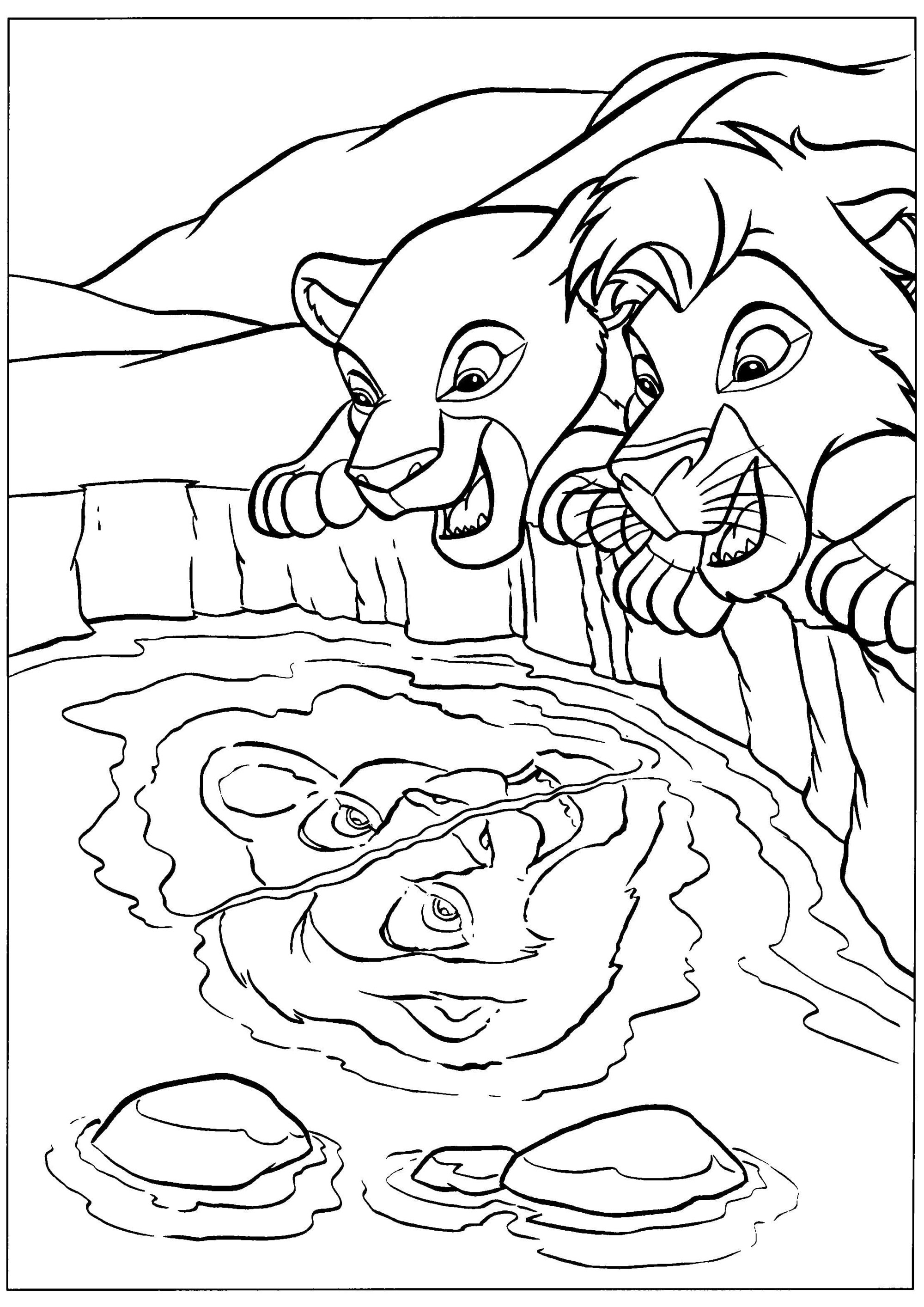 lion king coloring pages simba and nala