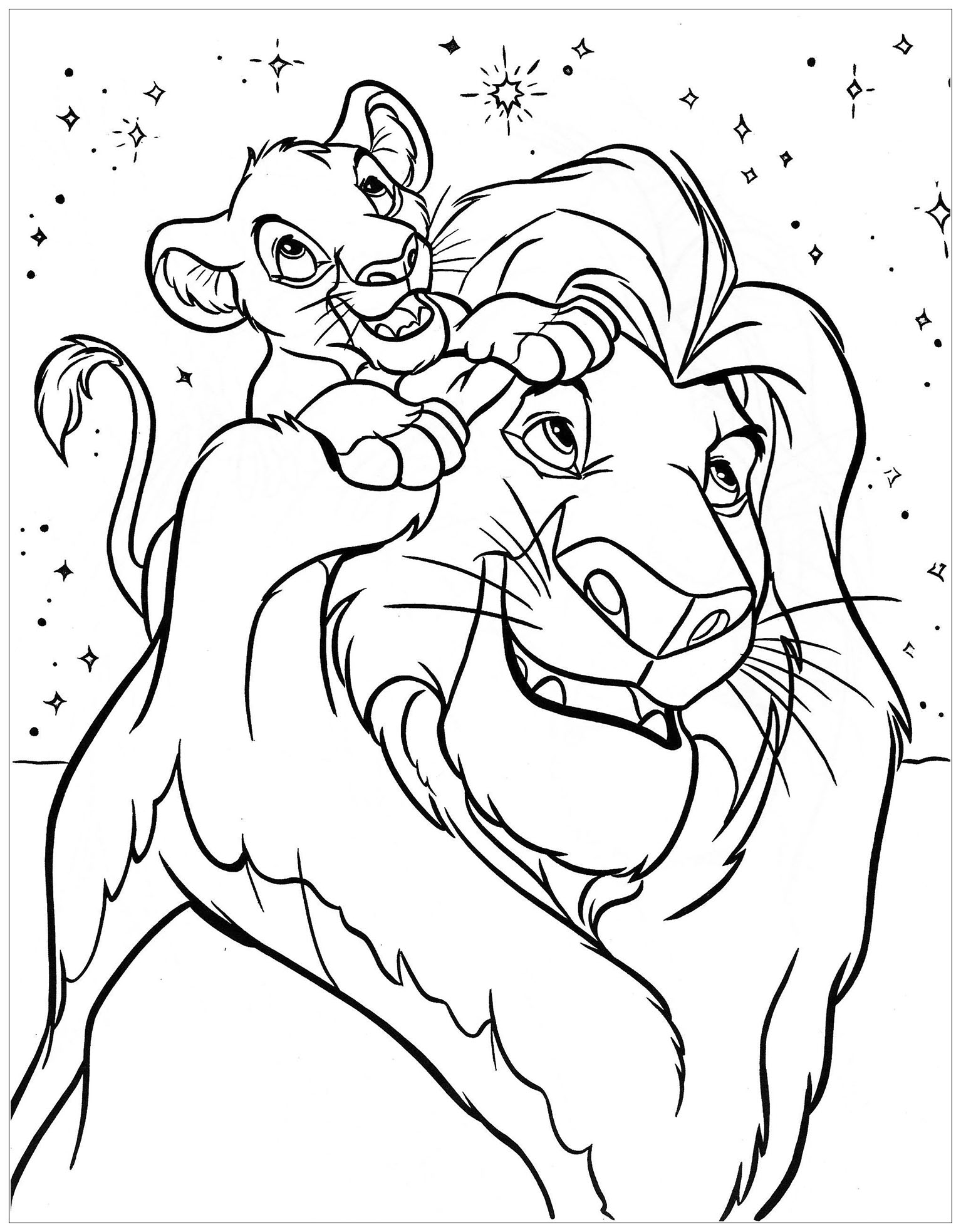 Mufasa With His Son Simba The Lion King Kids Coloring Pages