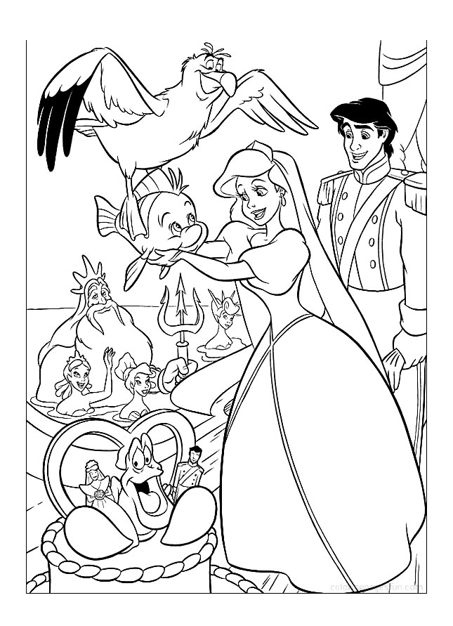 The Little Mermaid: Wedding - The Little Mermaid Kids Coloring Pages