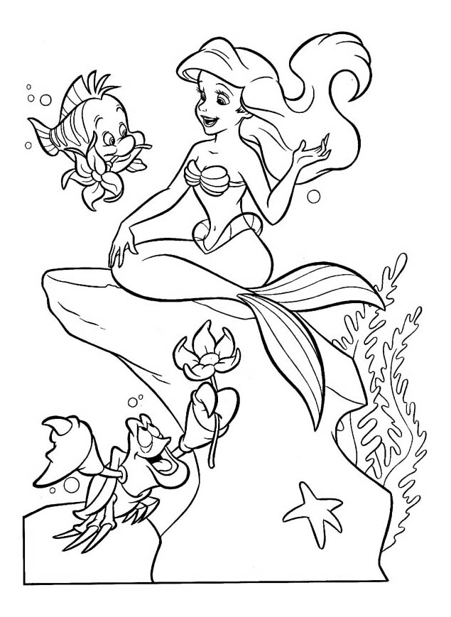 ariel on rock coloring page