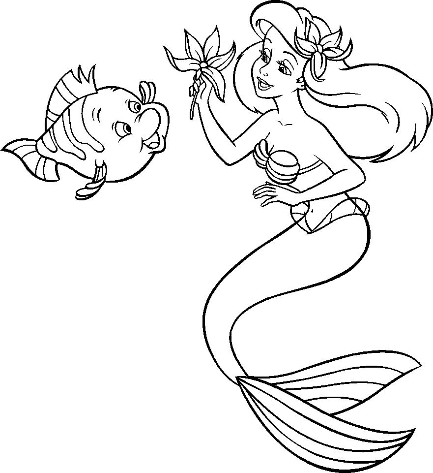 the-little-mermaid-disney-ariel-with-polochon-the-little-mermaid-kids-coloring-pages