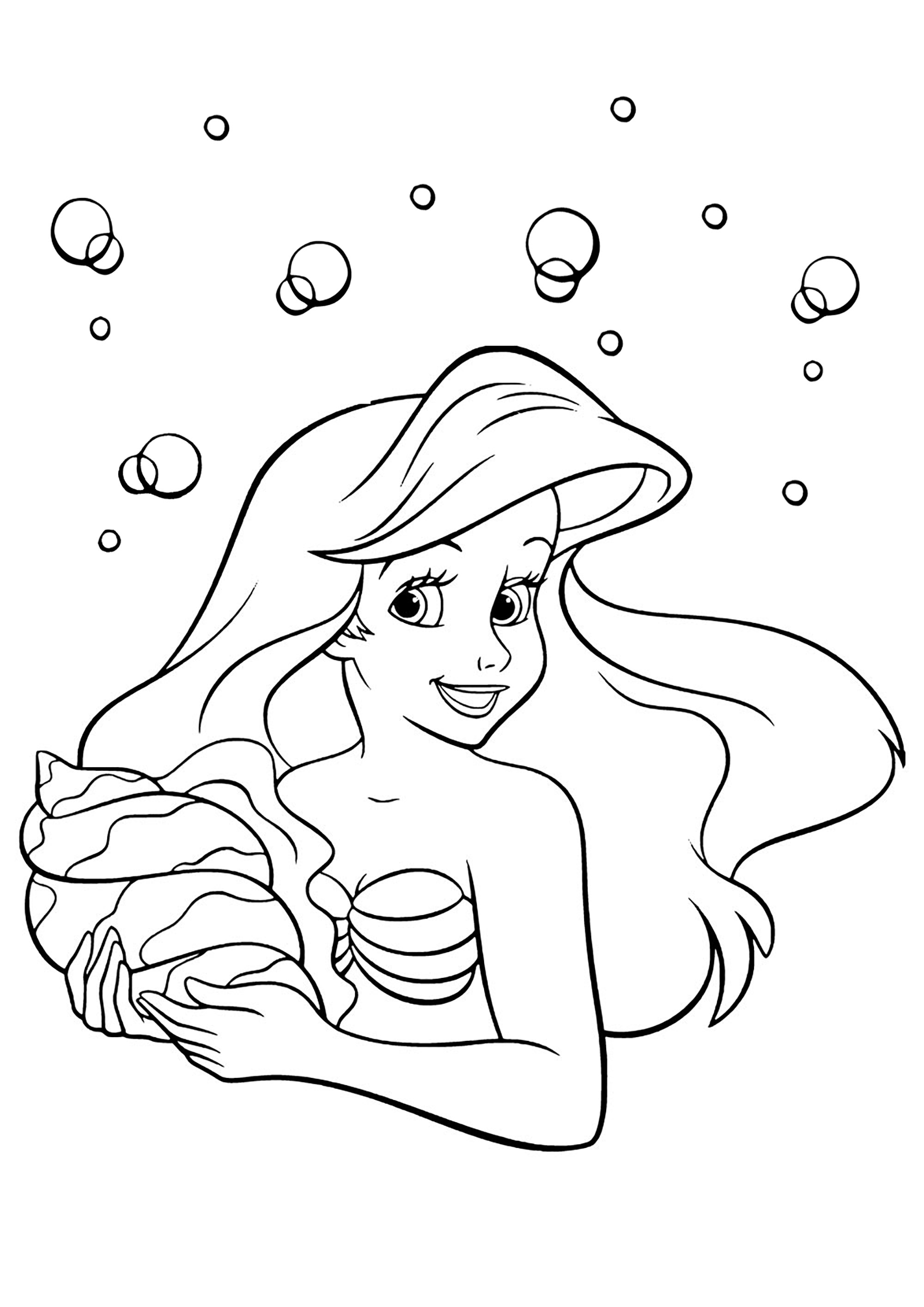 The Little Mermaid (Disney): Ariel with Polochon - The Little Mermaid Kids  Coloring Pages
