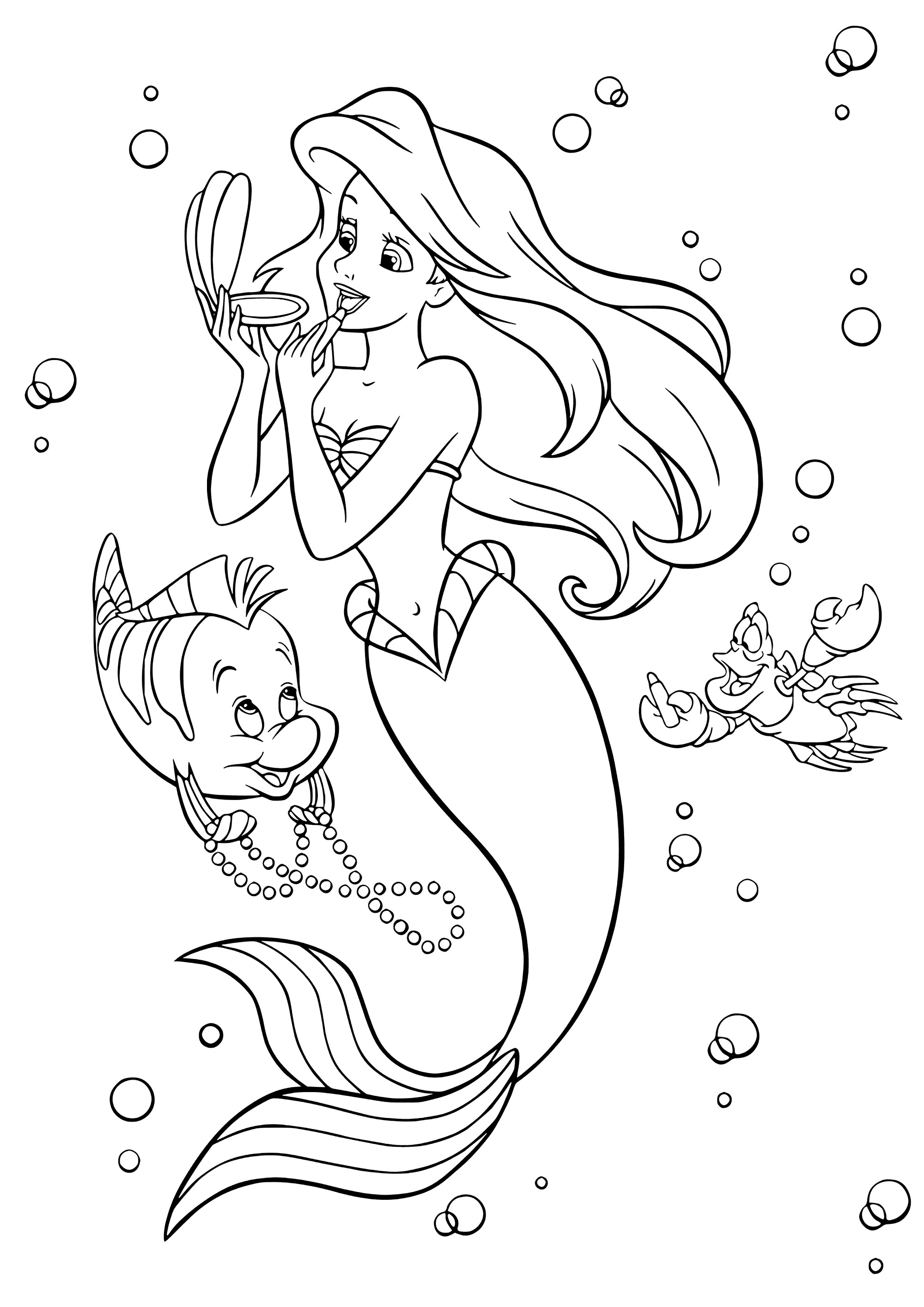 black and white little mermaid
