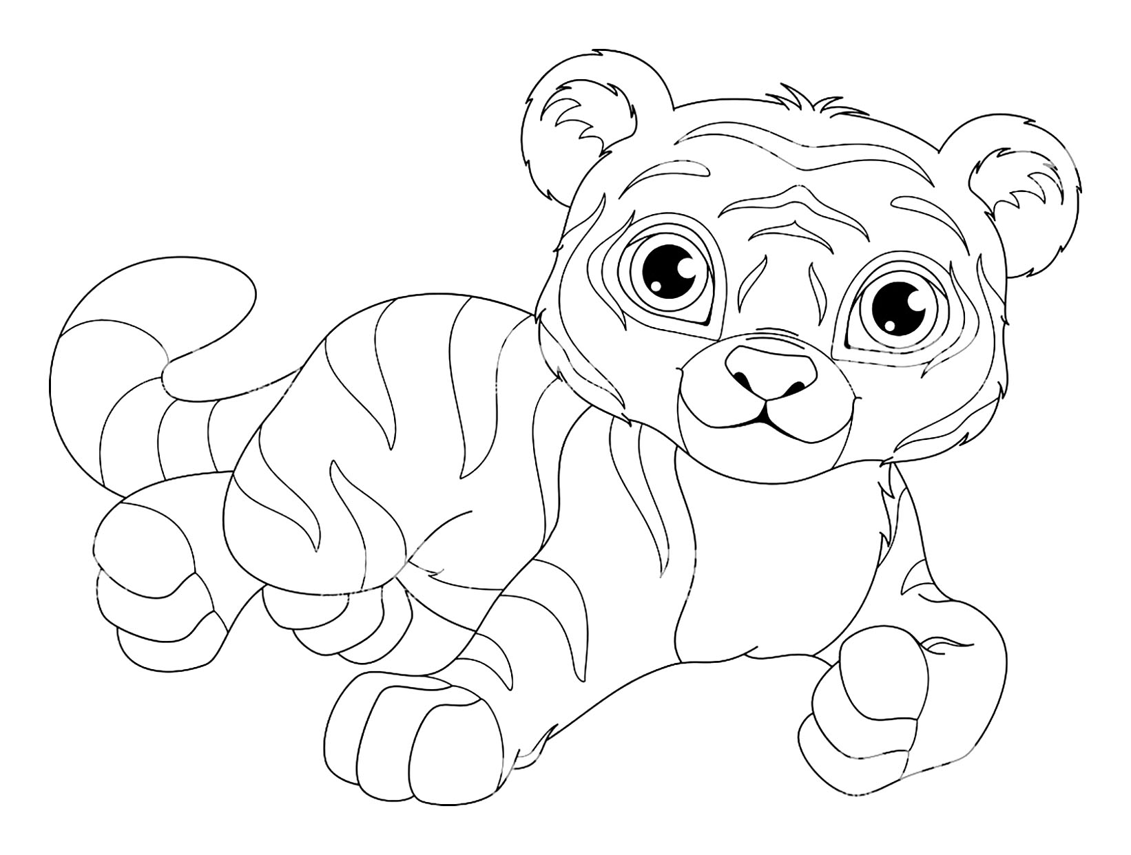 Cute Cartoon Tigers Coloring Pages