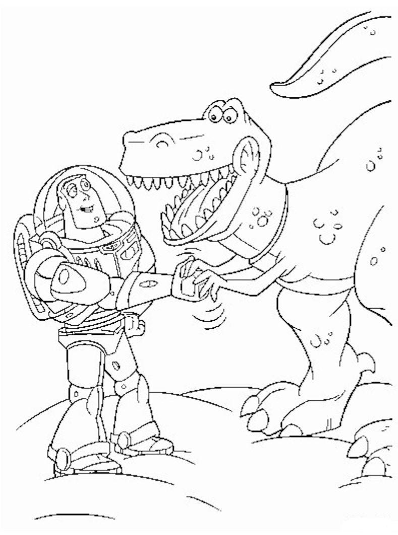 Beautiful Toy Story coloring page to print and color : Buzz Lightyear and Rex