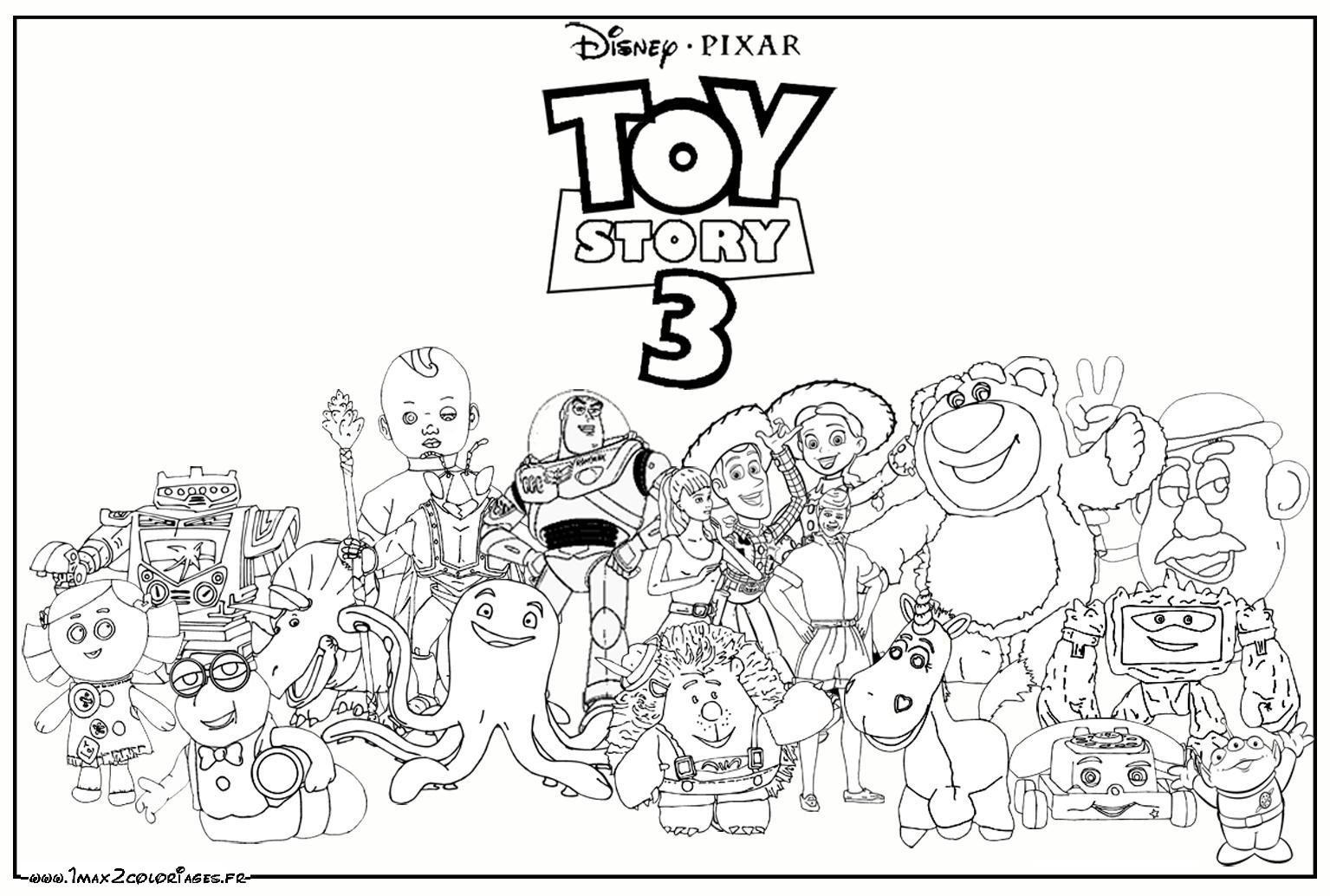 Toy Story coloring page to print and color for free : Woody , buzz Lightyear , Jessy , Rex , Hamm , Zigzag .....