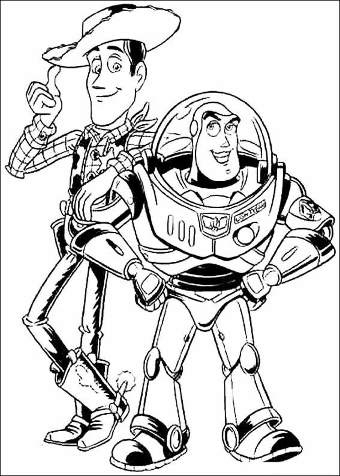 Beautiful Toy Story coloring page to print and color : Woody and Buzz Lightyear