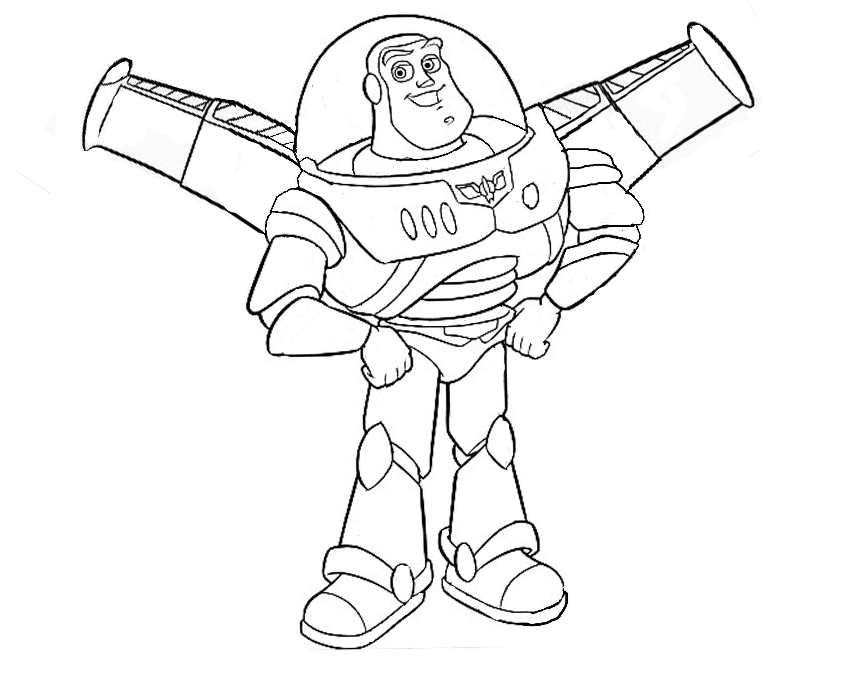Incredible Toy Story coloring page to print and color for free : Buzz Lightyear with his wings