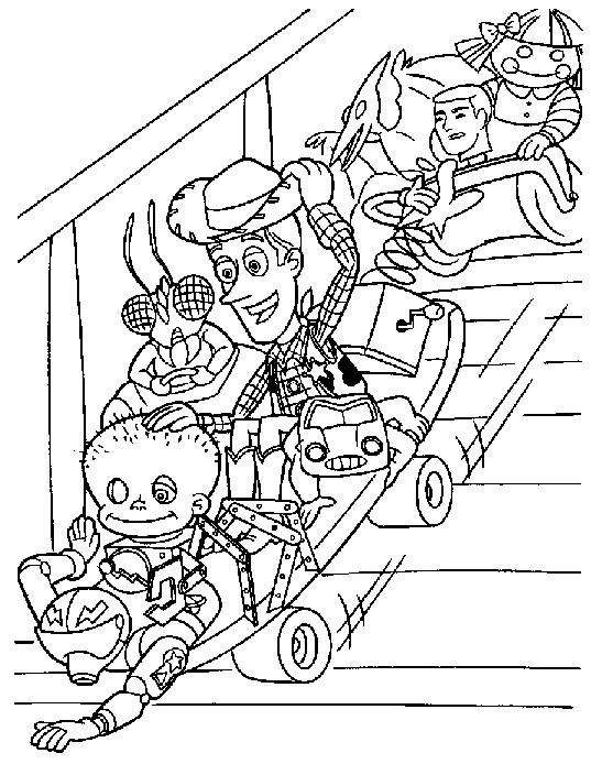 Incredible Toy Story coloring page to print and color for free : Woody and other characters