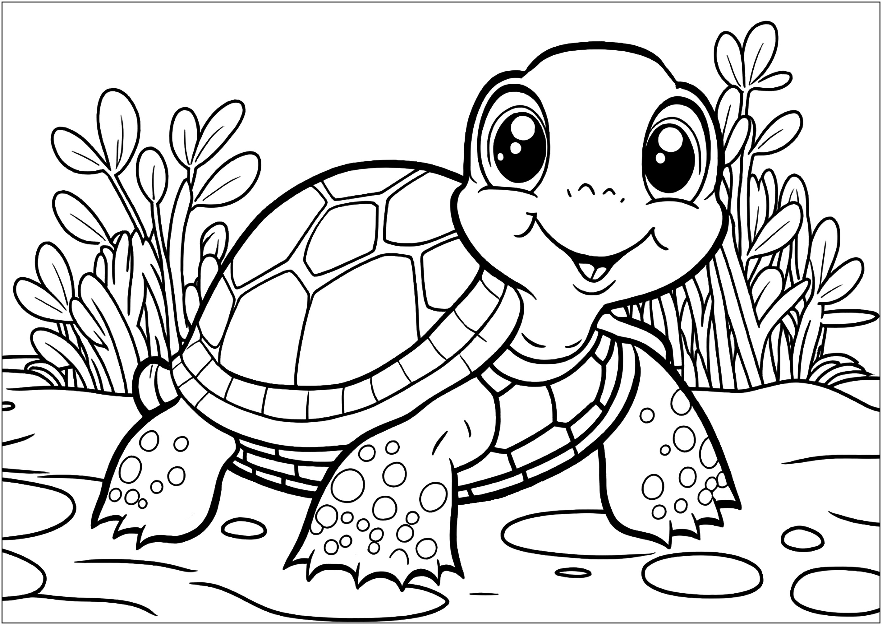 Smiling turtle - Turtles Kids Coloring Pages - Page page/