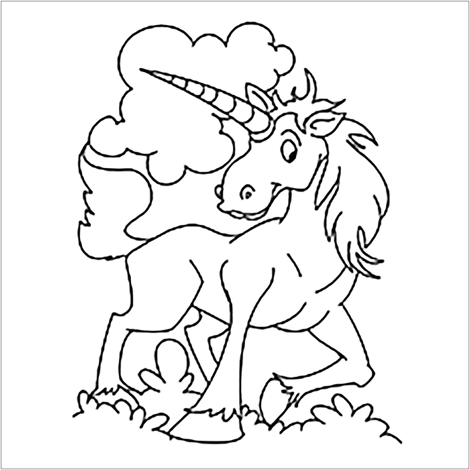 Simple unicorn coloring pages