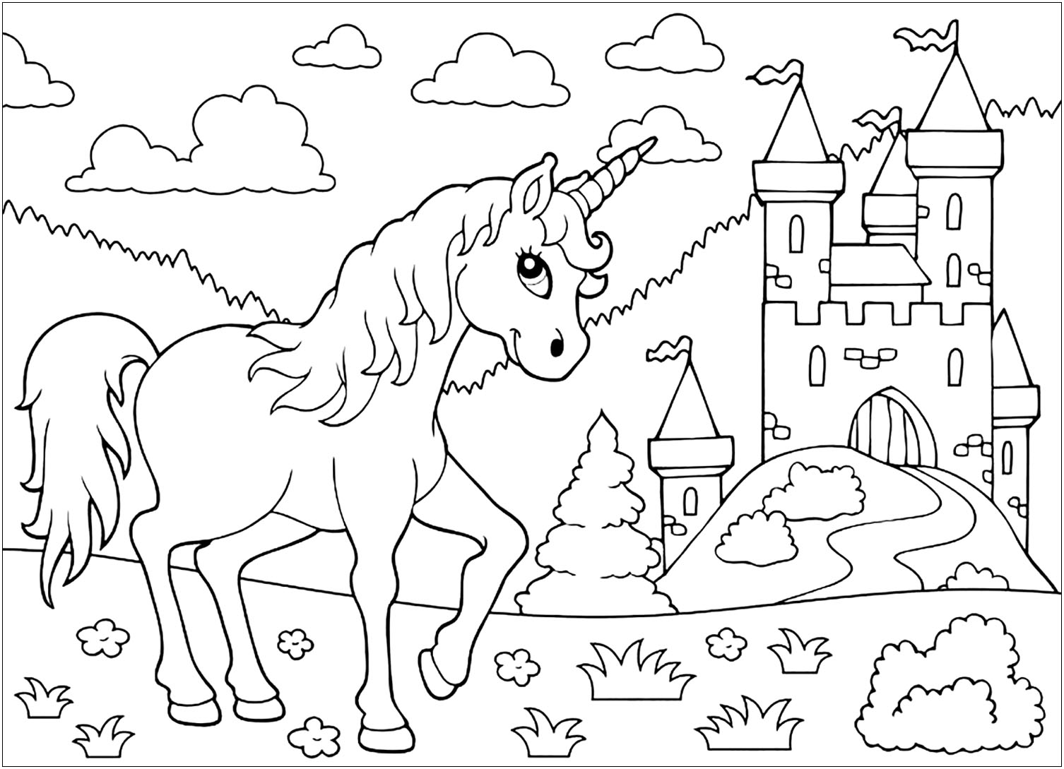 Unicorn image to download and print for children