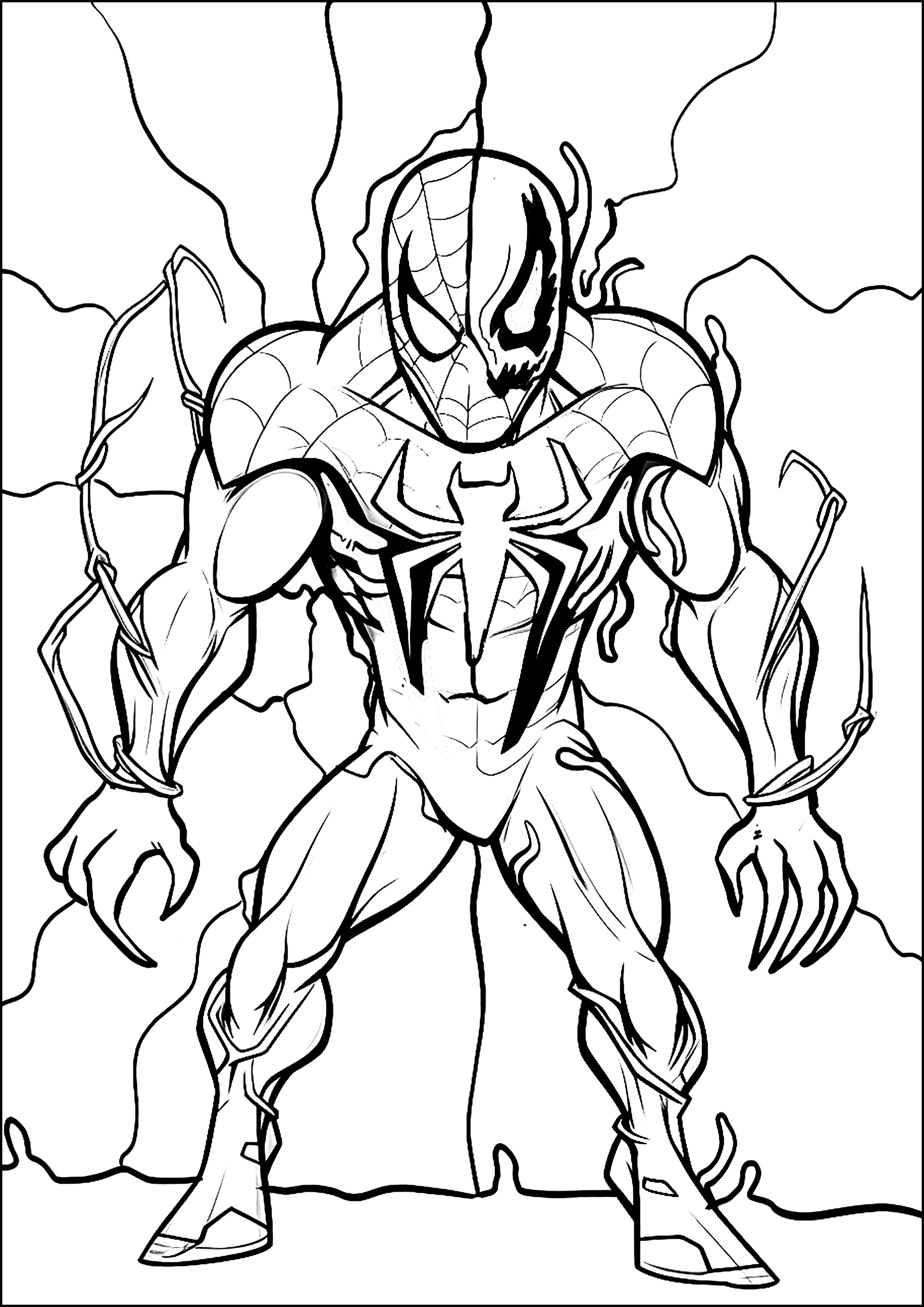 Spider-Man transforming into Venom - Venom Kids Coloring Pages