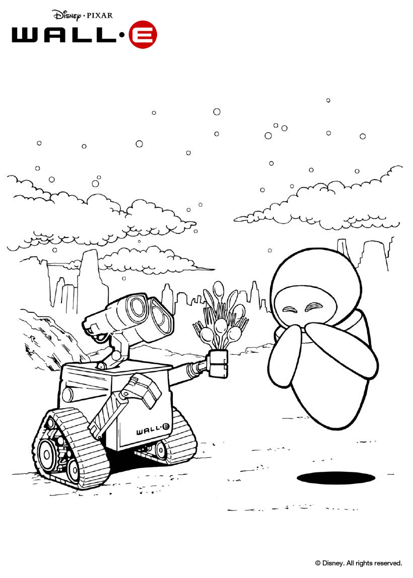 Wall-E coloring pages for kids - Wall E Kids Coloring Pages