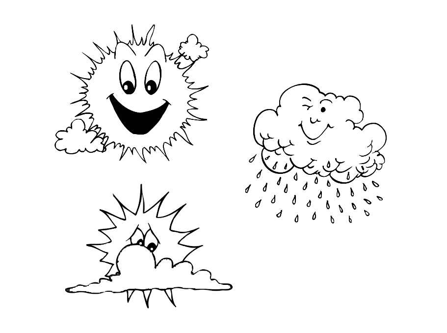 3 weather symbols to color - Weather Kids Coloring Pages