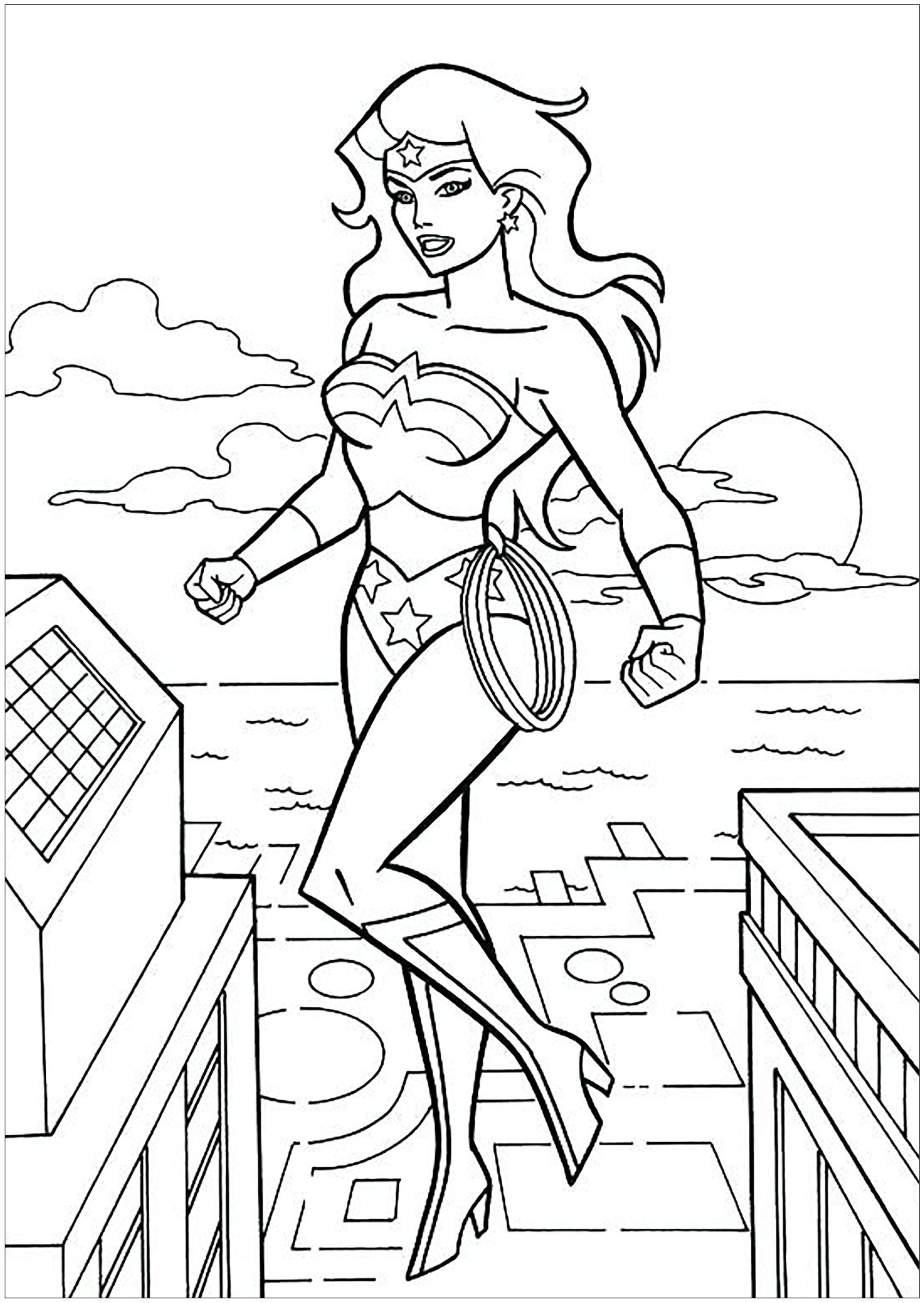 Женщина Супергерой раскраска