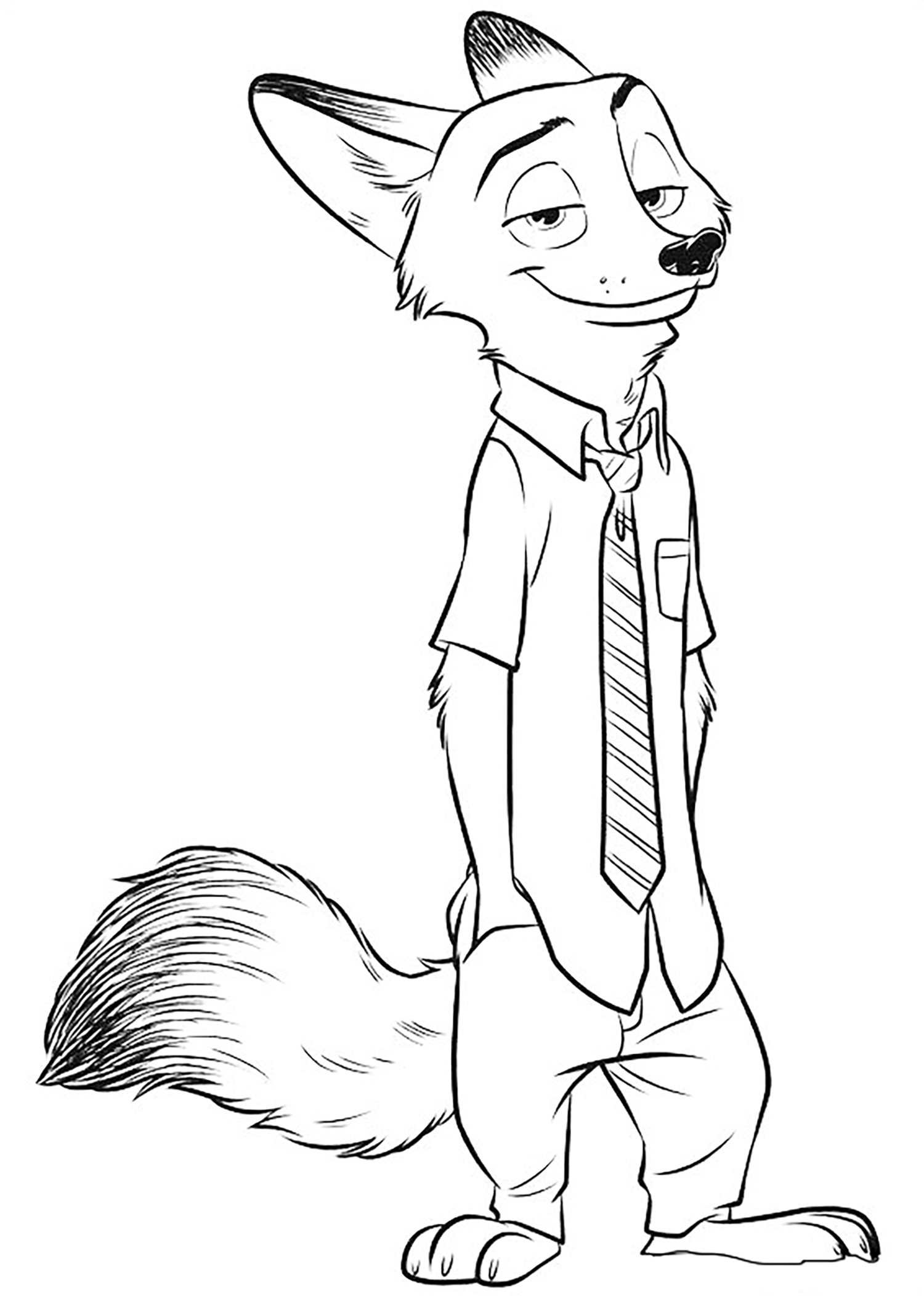 Beautiful Zootopia coloring page : Nick Wilde the fox