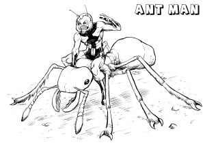 Ausmalbild von zum Ausdrucken und Ausmalen für Kinder : Ant-Man auf einer Ameise