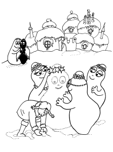 Ausmalbild von zum Ausdrucken und Ausmalen für Kinder : Barbapapa-Schneemann