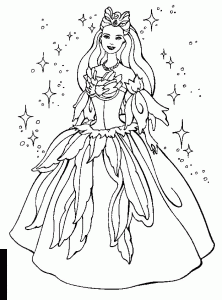 Ausmalbild von Kleid zum Ausdrucken und Ausmalen für Kinder : Barbie Coloriage zum Ausdrucken