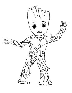 Ausmalbild von Groot zum Ausdrucken und Ausmalen für Kinder : Coloriage simple Die Wächter der Galaxie