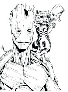 Ausmalbild von Groot zum Ausdrucken und Ausmalen für Kinder : Coloriage Die Wächter der Galaxie à télécharger