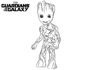 Ausmalbild von Groot zum Ausdrucken und Ausmalen für Kinder : Kostenloses Ausmalbild Die Wächter der Galaxis