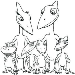 Ausmalbild von zum Ausdrucken und Ausmalen für Kinder : Velociraptor-Familie