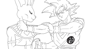 Ausmalbild von zum Ausdrucken und Ausmalen für Kinder : Beerus und SonGoku Super Saiyan Gold