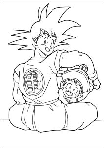 Ausmalbild von zum Ausdrucken und Ausmalen für Kinder : Goku und sein Sohn Gohan